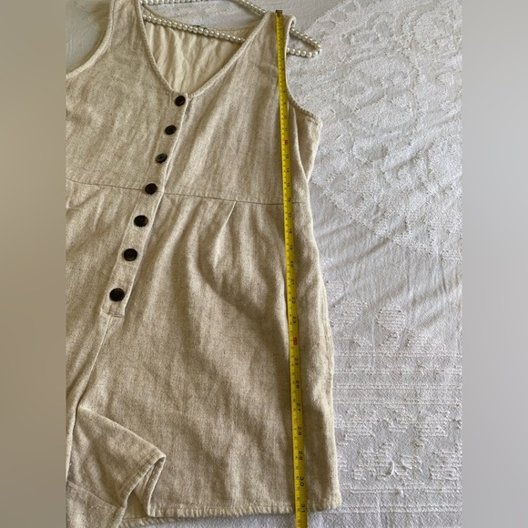 Madewell Tan Button-Front Jumpsuit v neck linen summer rompers - Picture 11 of 11